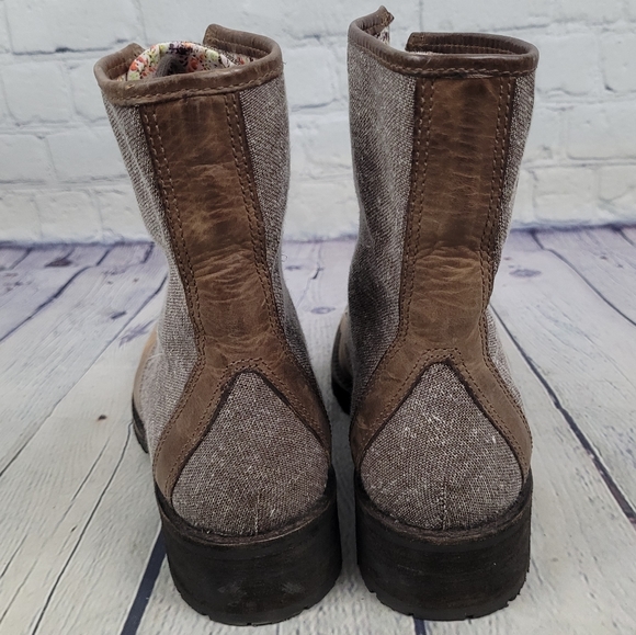L.L. BEAN | tweed/leather outer & floral inner fashion heeled boots - Picture 6 of 11
